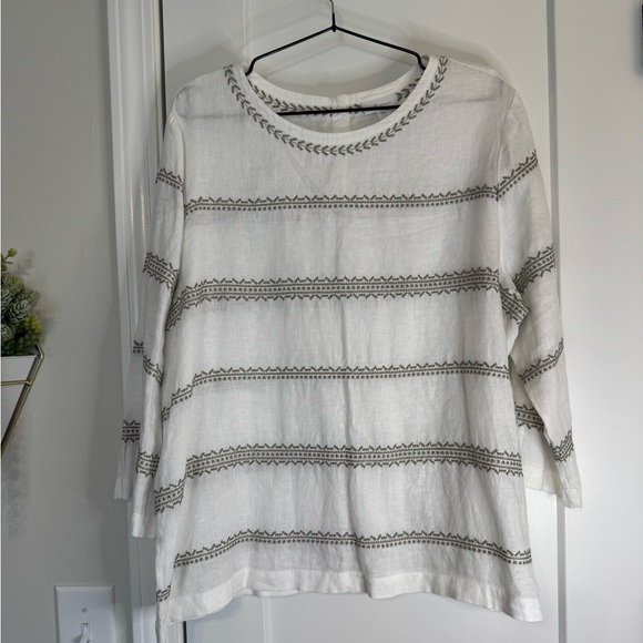 J. Jill Tops - H. Jill Embroidered Linen Tunic Top
